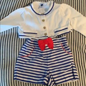 Janie and Jack sailor shorts and cardigan